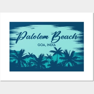 Palolem Beach Goa, India Retro Beach Landscape with Palm Trees Posters and Art